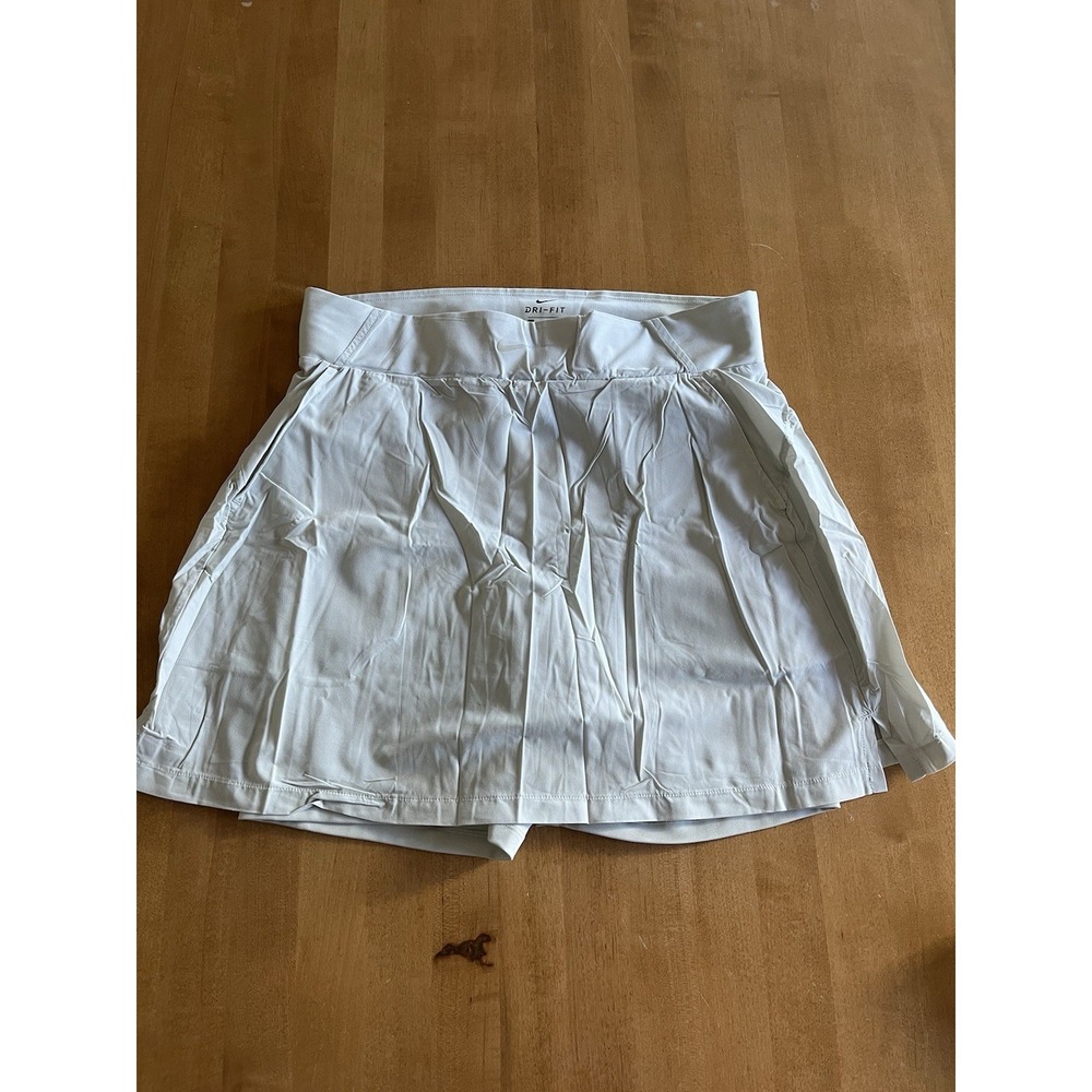 Nike Women's Dri Fit Skirt Skort Ice Gray Sz L Shorts Gold Tennis Pickleball